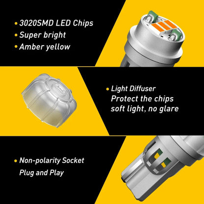 Set of 4 AUXITO Yellow Amber 175 2825 168 194 T10 LED Parking Light Bulbs
