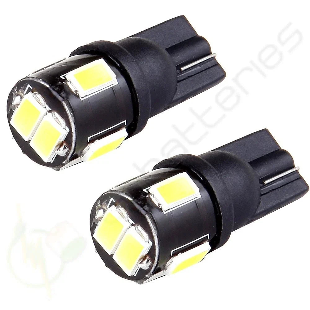 2X White 5730 6SMD LED License Plate Light Bulbs T10 W5W 168 921 194 for