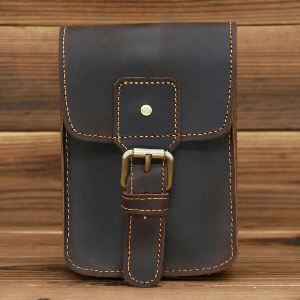 Small Leather Waist Bag Pouch for Men - Fanny Pack Belt Accessory