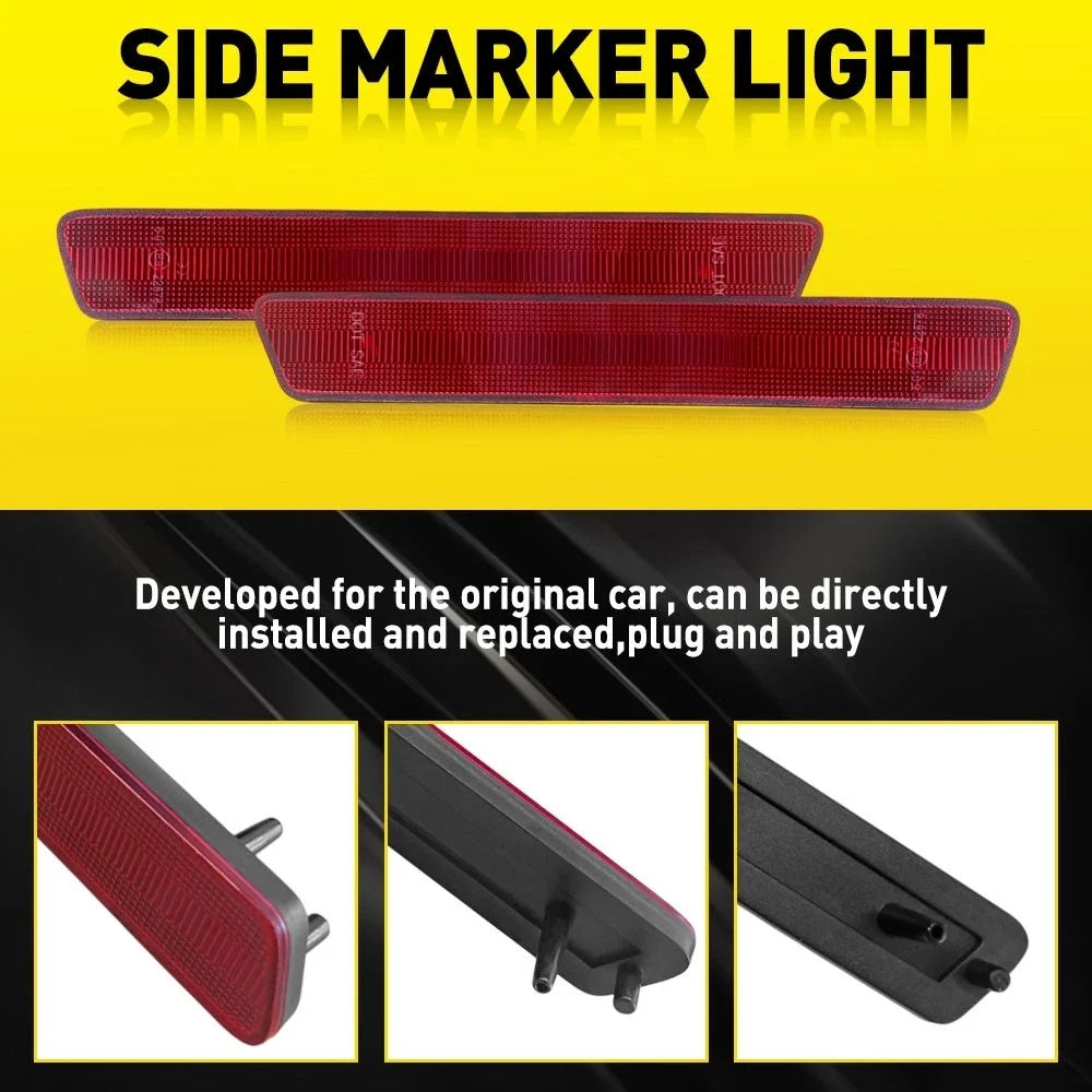 2Pcs Rear Side Marker Light Covers for Ford Mustang (1999–2004) Red EXV