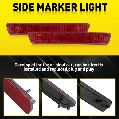 2Pcs Rear Side Marker Light Covers for Ford Mustang (1999–2004) Red EXV