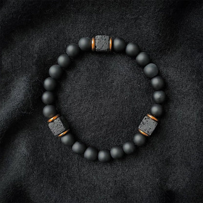 8mm Black Onyx & Lava Stone Beads Bracelet for Men