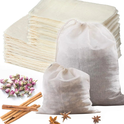 30 Pcs Natural Cotton Spice Bags for Various Sizes (M, L)
