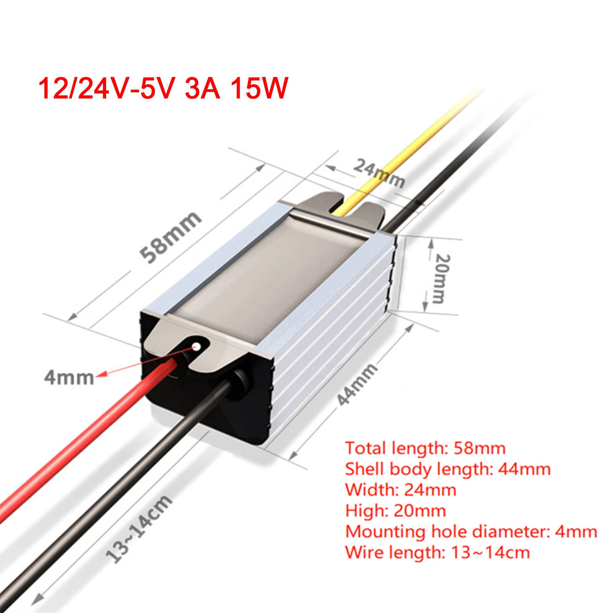 Waterproof 12V/24V to 5V Step Down Converter Module Power Supply I015-A075