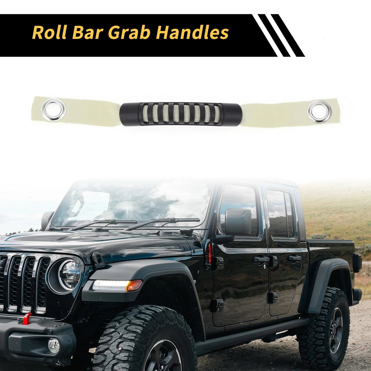 2pcs Roll Bar Grab Handles for Jeep Wrangler (2007–2018) - White
