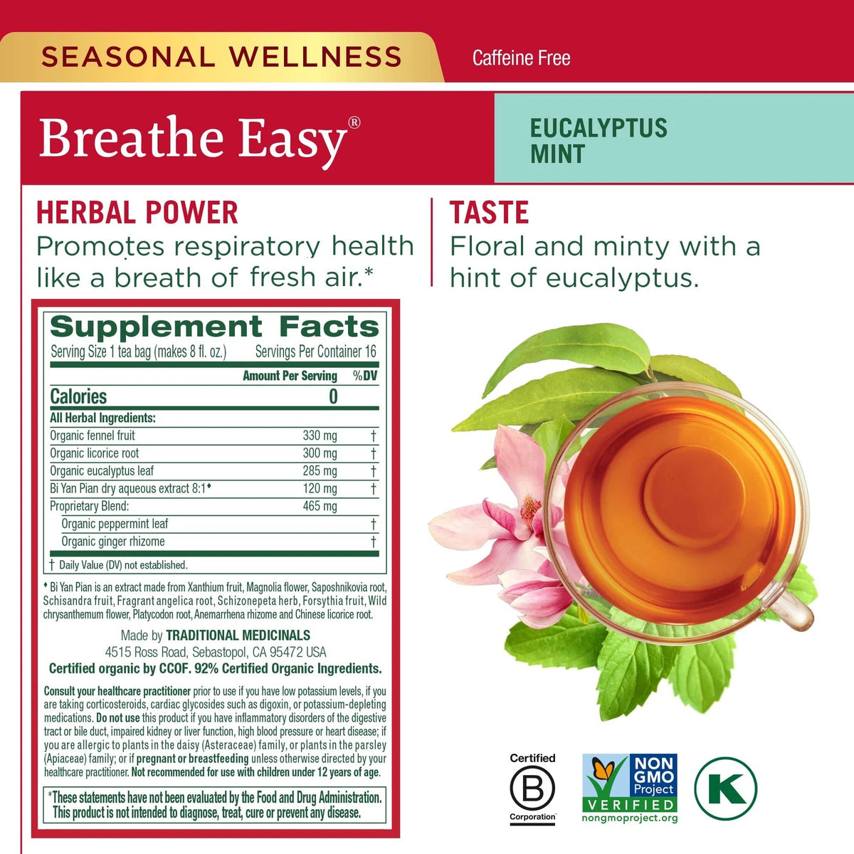 Set of 6 Organic Seasonal Care Tea 16 Count