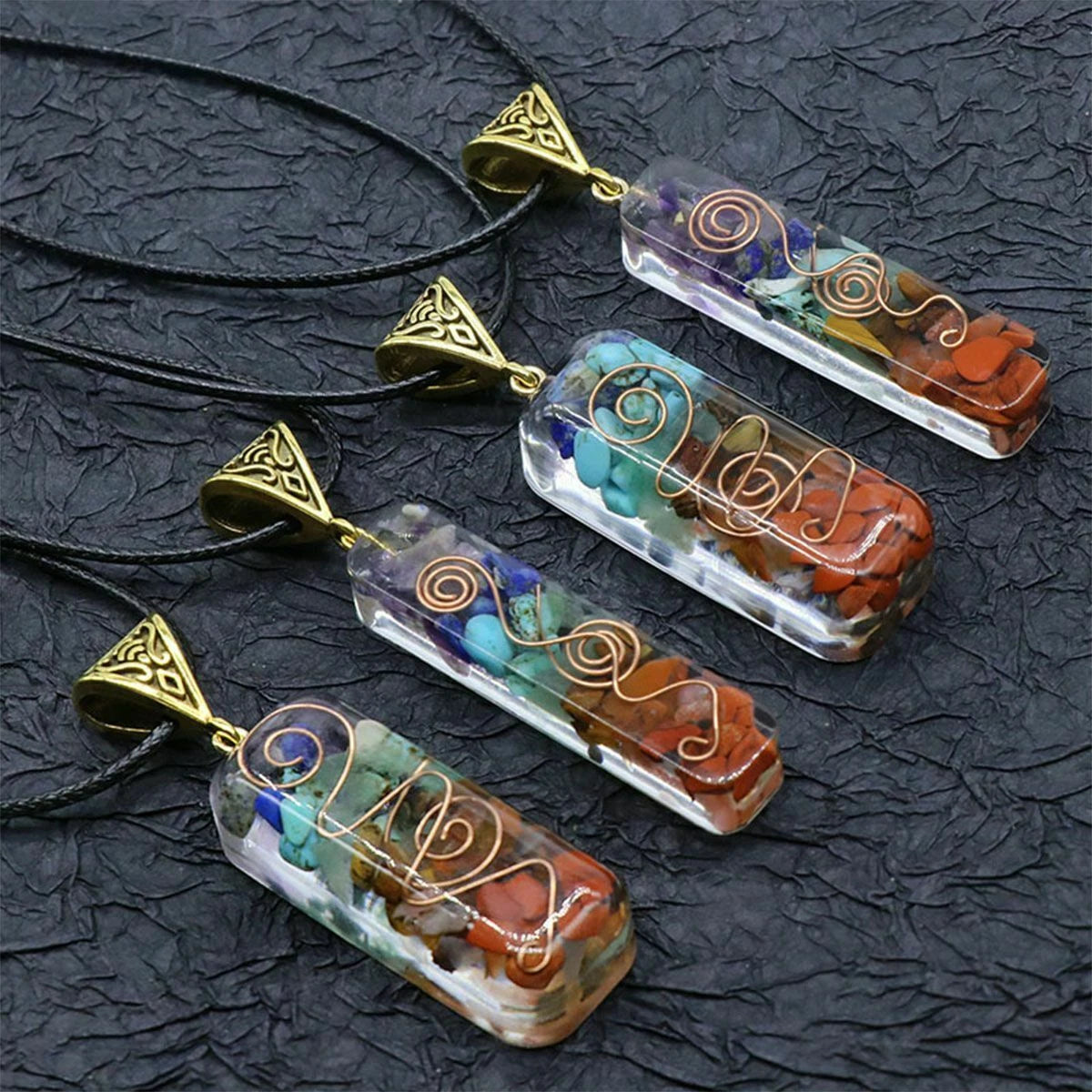 Natural Crystal Healing Stone Reiki Pendant Necklace