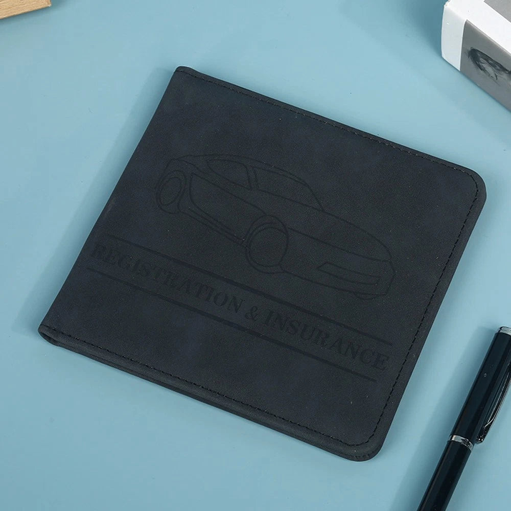 2X Magnetic Car Insurance Registration ID Card Holders PU Leather