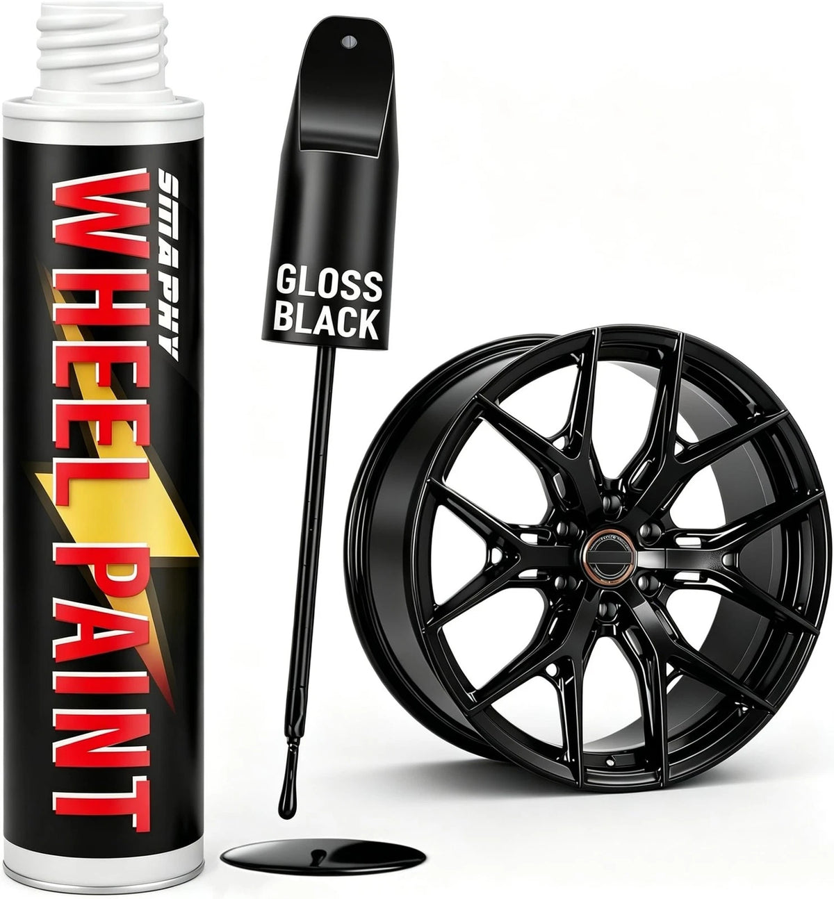 Gloss Black Wheel Touch Up Paint for Alloy Rims (1oz)