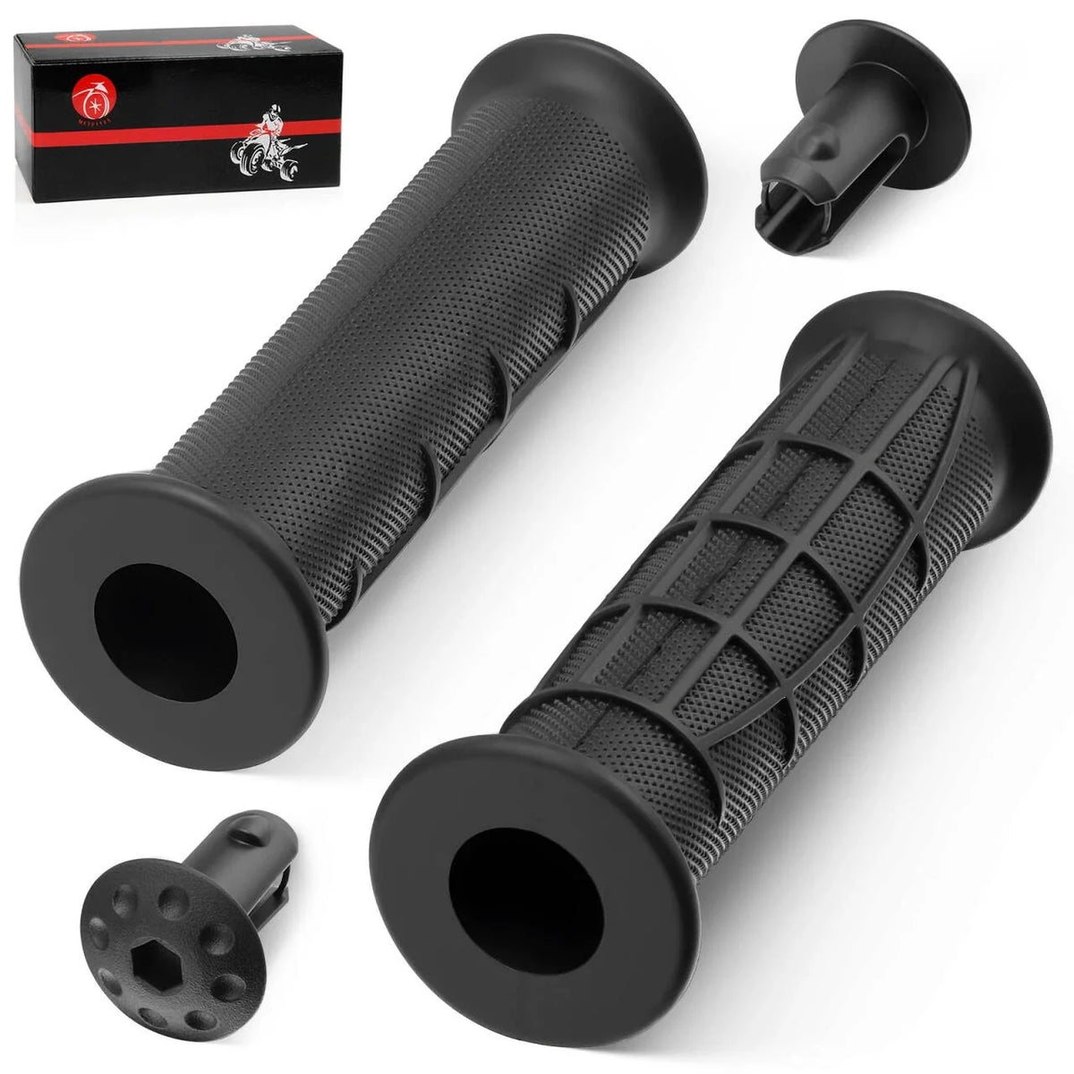 Set of 2 Handlebar Grips with Ends for Honda Rubicon 500 520 (2001–2023)