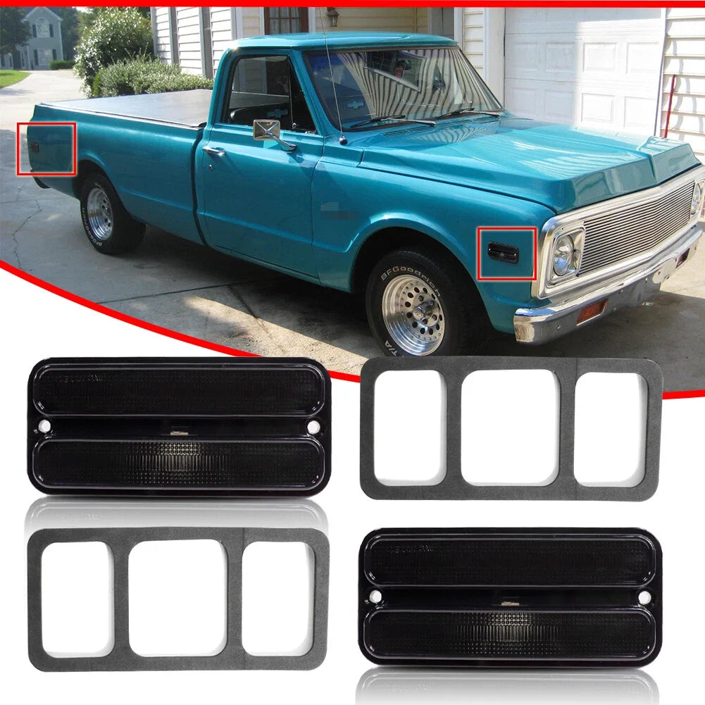 2X Smoked Side Marker Light Lamps for Chevy GMC Truck (1968–1972)