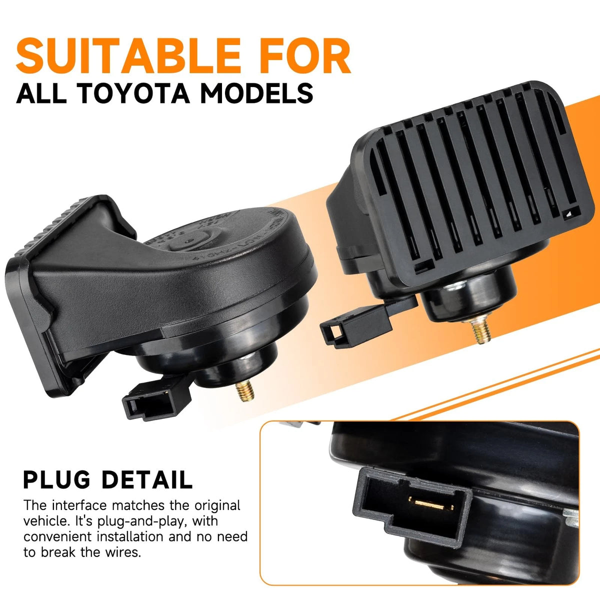 Car Horn for Toyota RAV4 (2019–2023) 12V 1 to 2 Plug Compatible