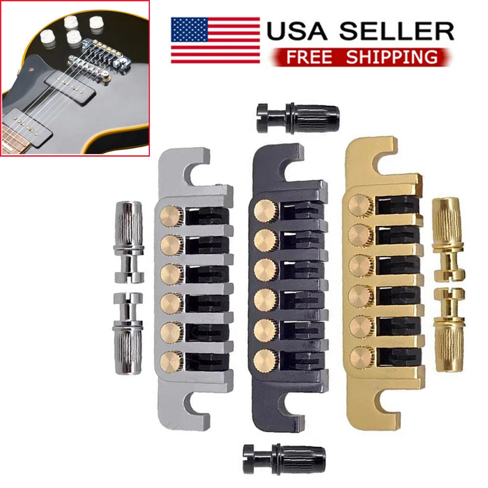 Guitar Bridge Stopbar Replacement with Studs for LP Les Paul 6 String