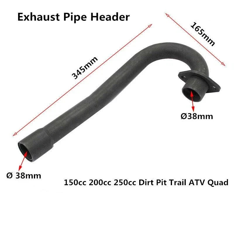Exhaust Head Pipe for 200cc 250cc PRO Pit Bike Trail Dirt Quad ATV Gokart Dune Buggy