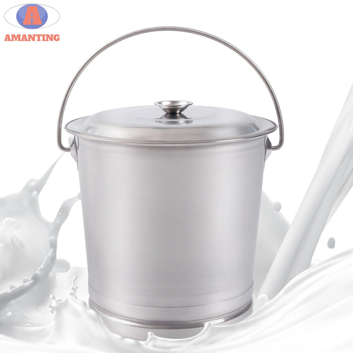 8L/14L Stainless Steel Milk Pail Bucket with Lid for Dairy Use