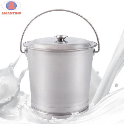 8L/14L Stainless Steel Milk Pail Bucket with Lid for Dairy Use
