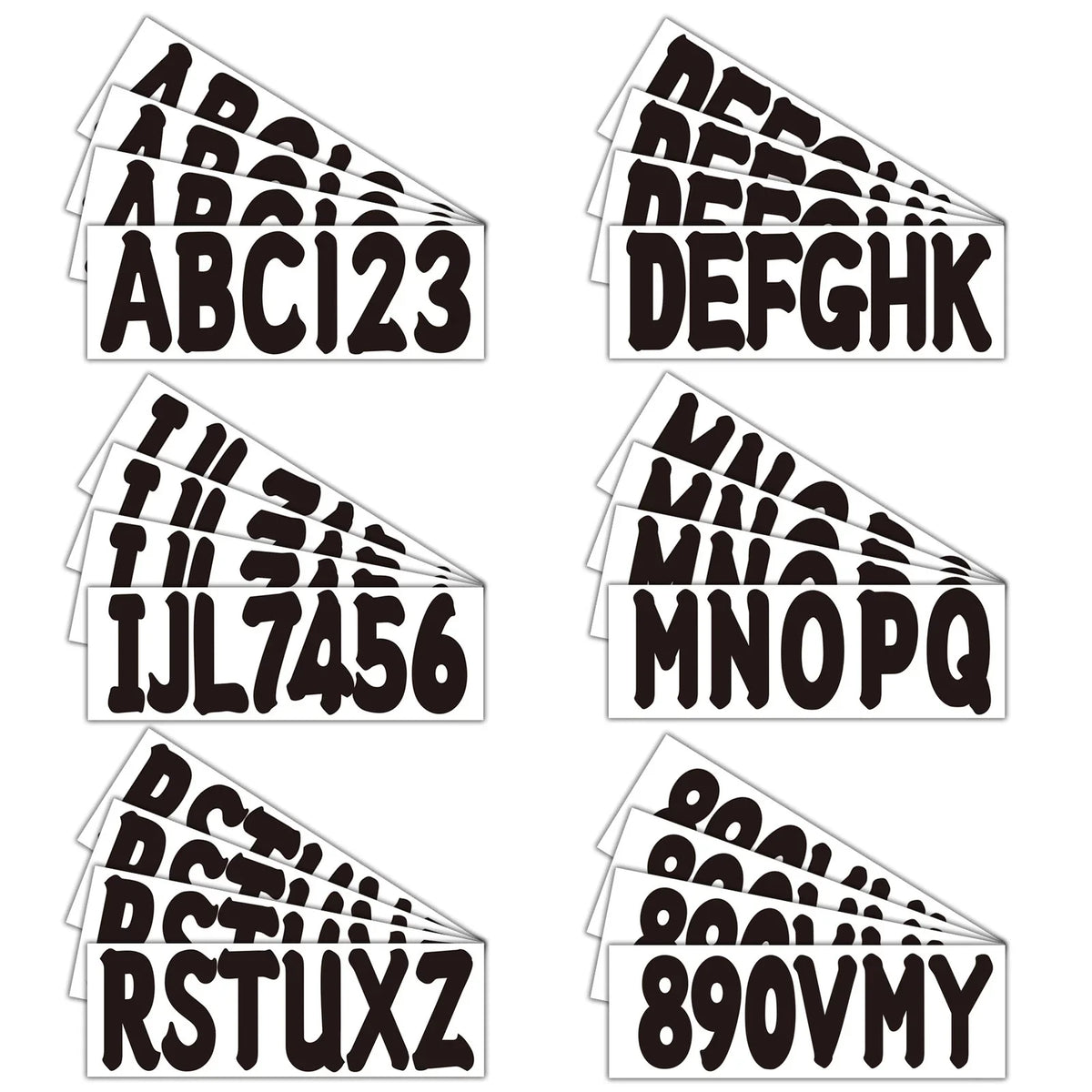 Set of 4 Boat Registration Number Sticker Decals A-Z & 0-9 Black