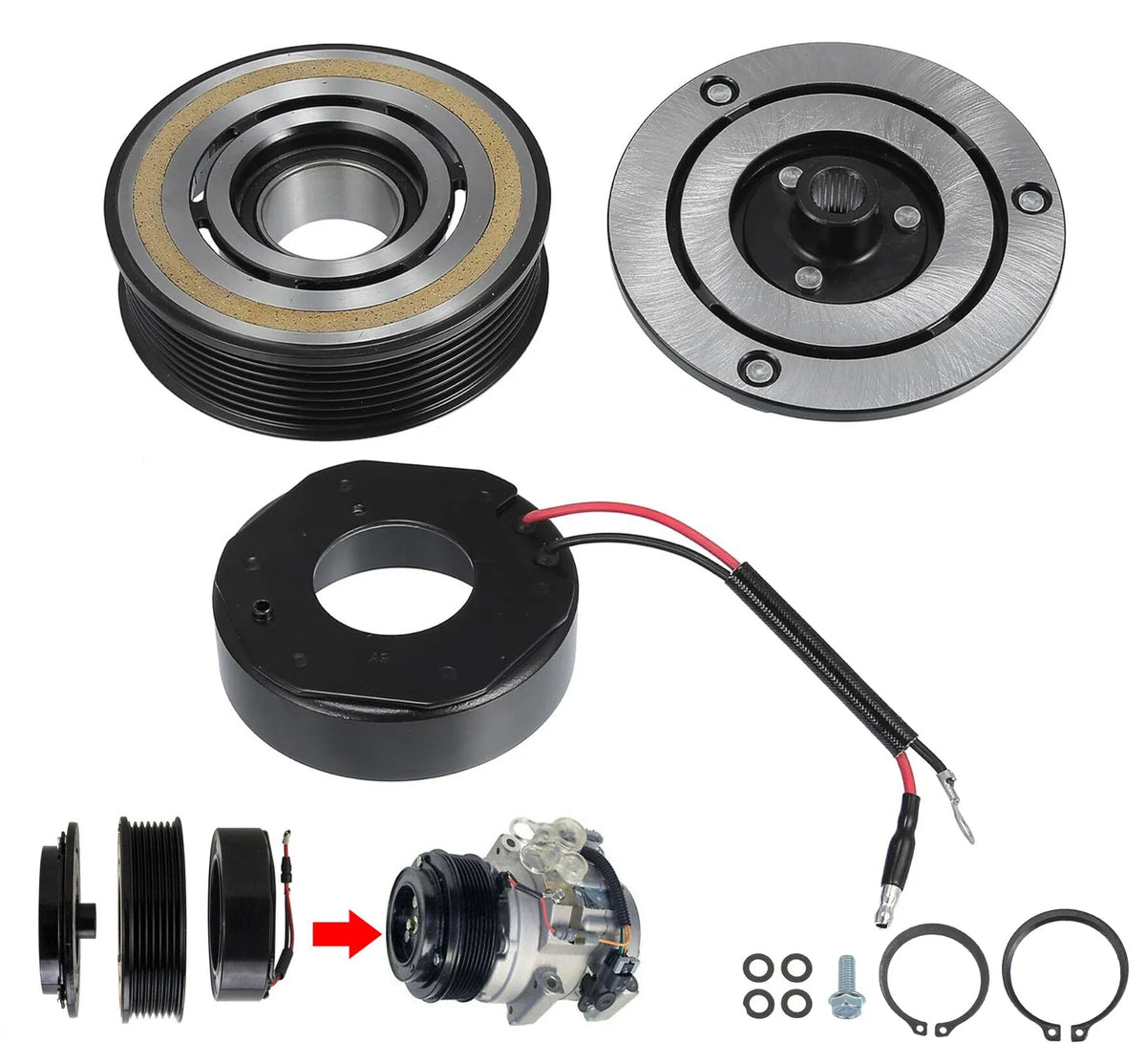 AC Compressor Clutch Kit Pulley Coil for Toyota Tacoma (2005–2015)