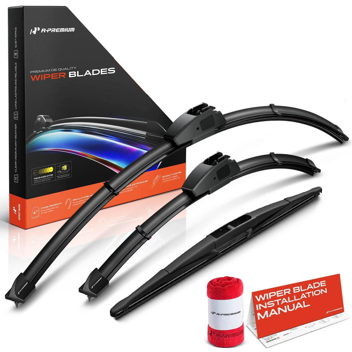 Set of 3 Windshield Wiper Blades for Nissan Leaf Mazda CX-30 (26'' & 16'' & 14'')