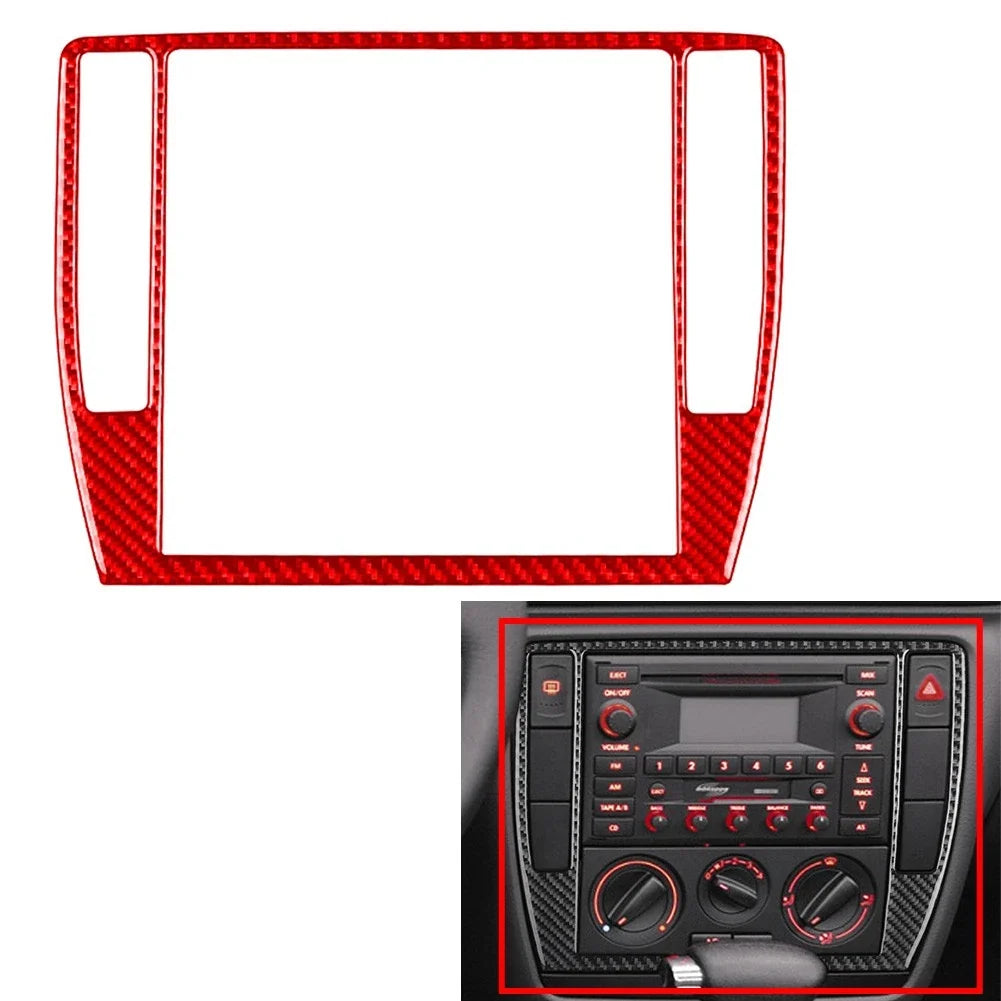 Carbon Fiber Red Radio CD Panel Frame Trim for Volkswagen Passat B5 (2001–2005)