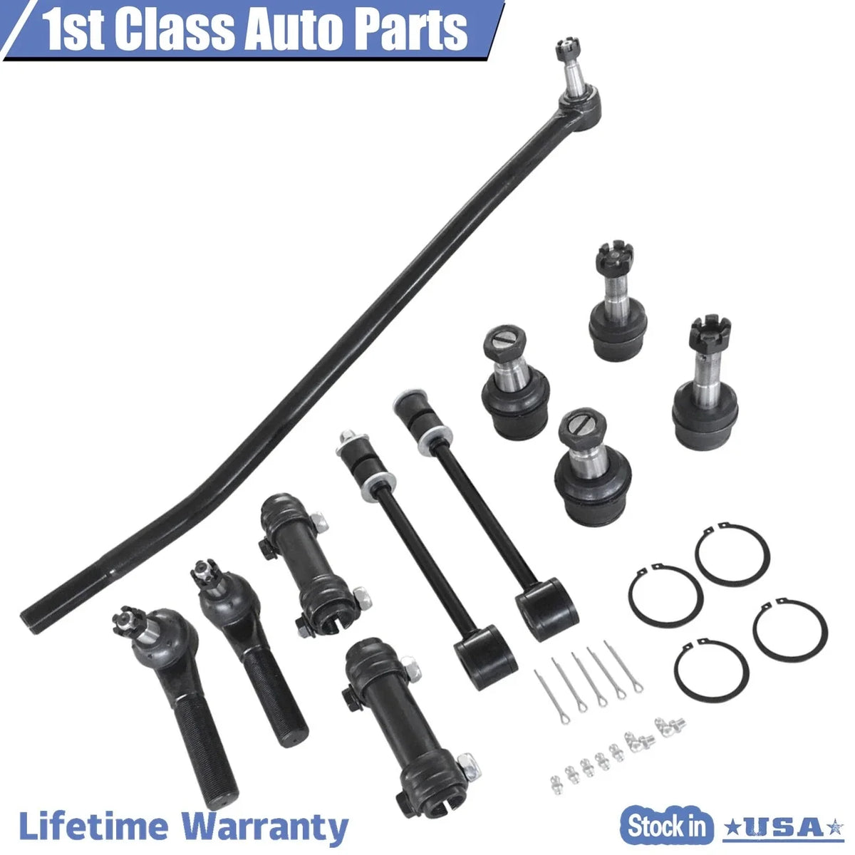11pc Front Suspension Steering Kit Tie Rods Ball Joints for Ford F-350 (1992–1997)