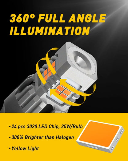 2X AUXITO LED 7440 Amber Turn Signal Parking DRL Light Bulbs for