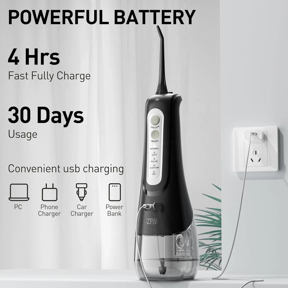 Cordless Water Flosser for Dental Oral Care (Travel Teeth Cleaner)