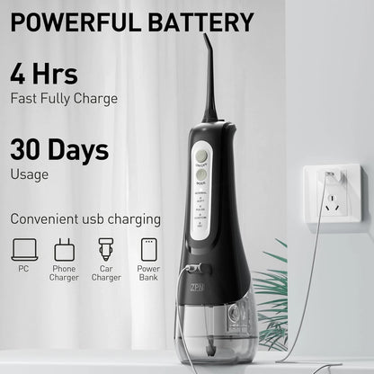 Cordless Water Flosser for Dental Oral Care (Travel Teeth Cleaner)