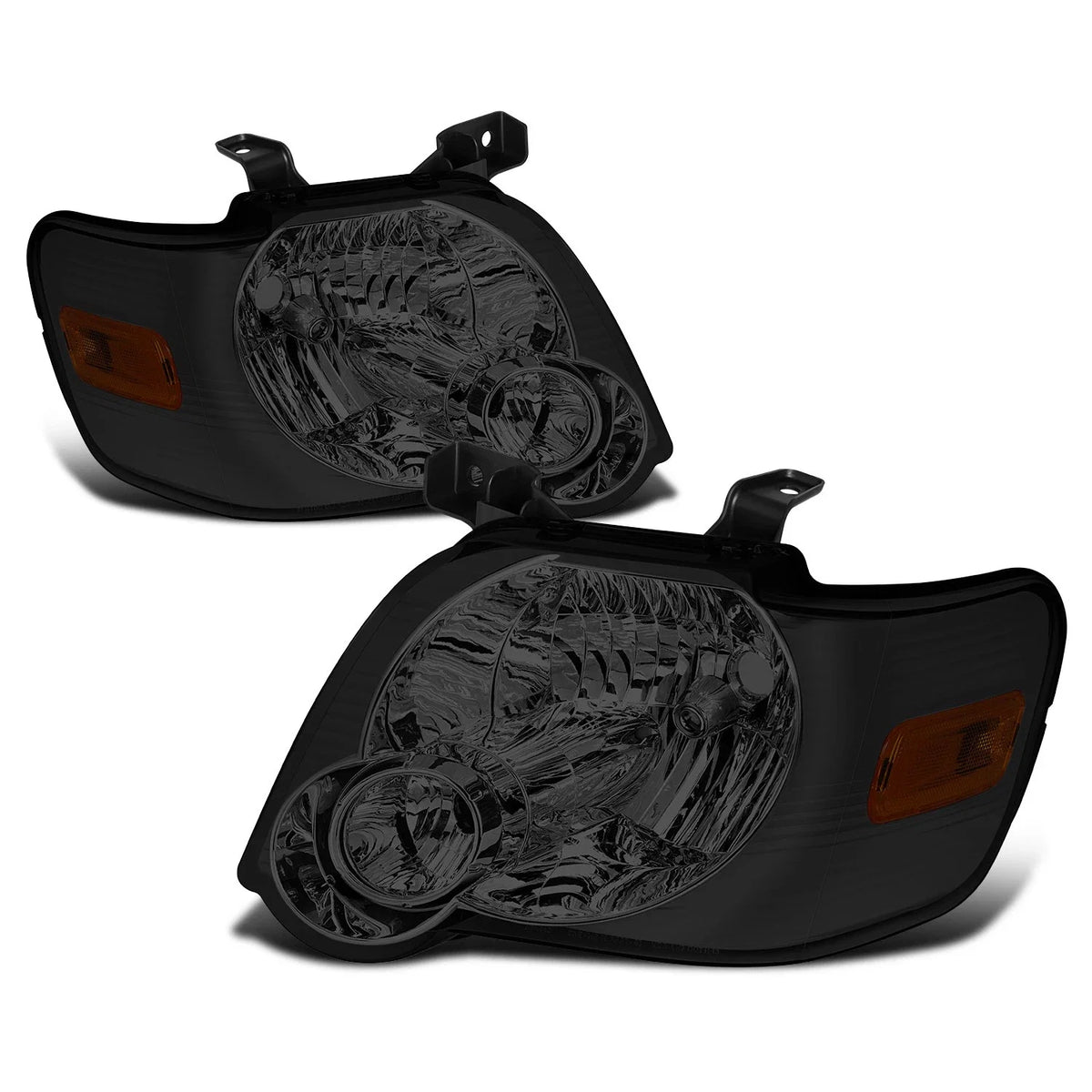 Headlight Lamp Set for Ford Explorer (2006–2010) Smoked Housing Amber Corner