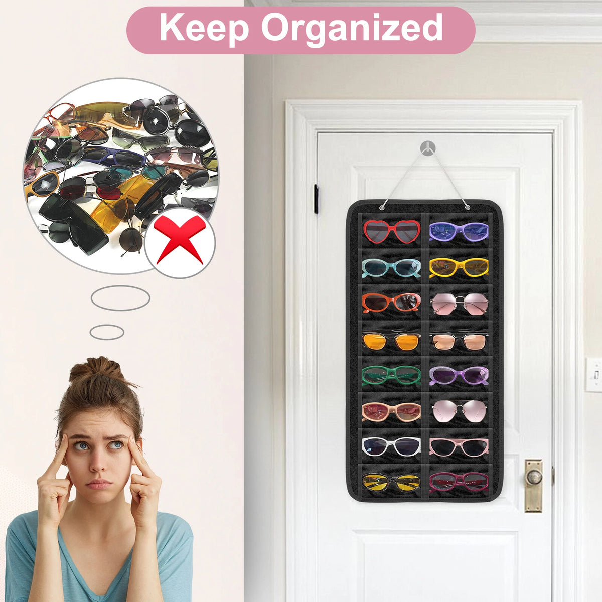 Hanging Eyeglasses Storage Bag for Sunglasses Organizer (Dustproof Holder)