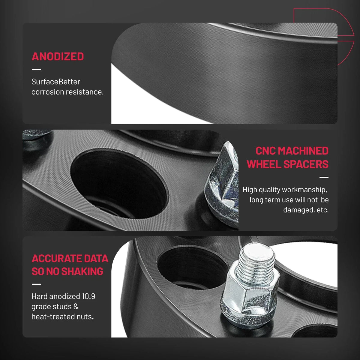 1.25" Black Hub Centric Wheel Spacers for Toyota Tundra (2000–2023)