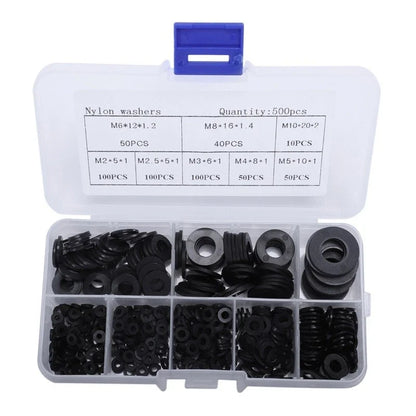 Set of 500 Nylon Gasket Washers for M2-M10 (Repair Kit)