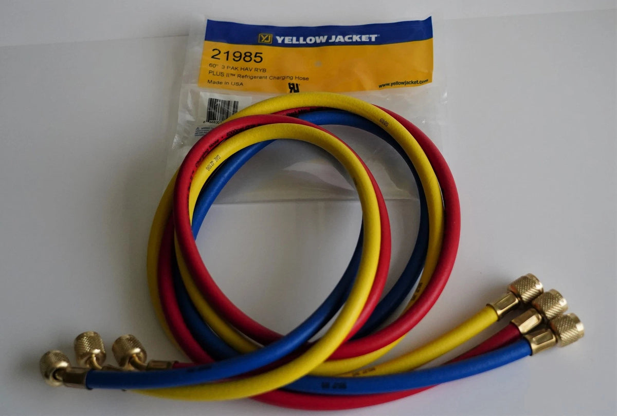 Set of 2 Yellow Jacket 60" HVAC Charging Hoses Standard Fittings