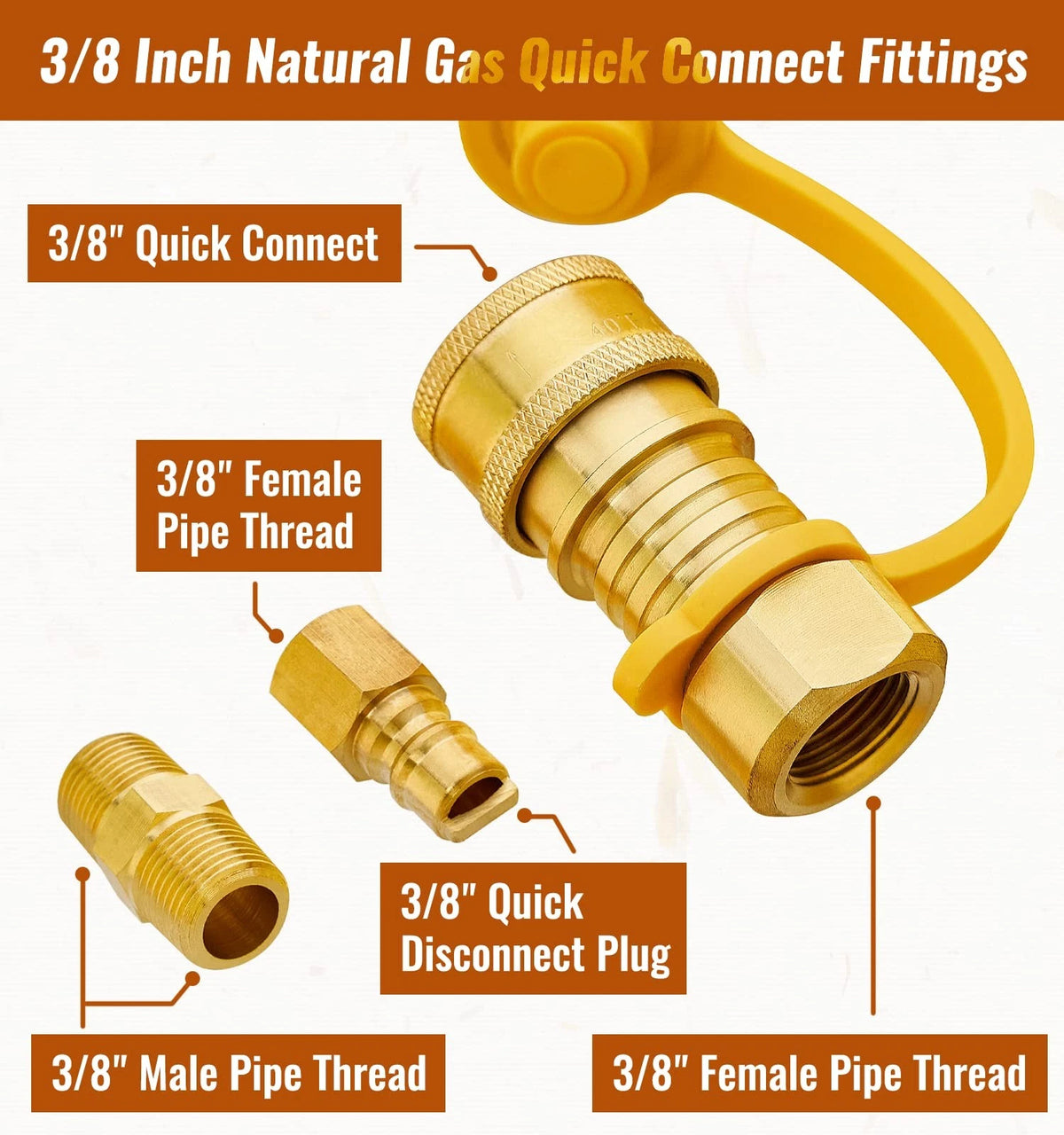 3/8 Inch Natural Gas Quick Connect Fittings for Various Applications