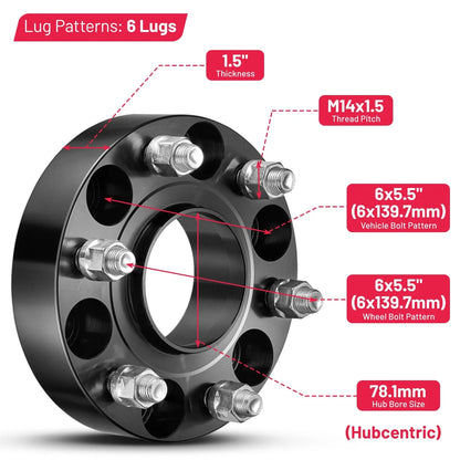 Set of 4 Hubcentric Wheel Spacers 1.5" for Chevy Suburban (2014–2023)