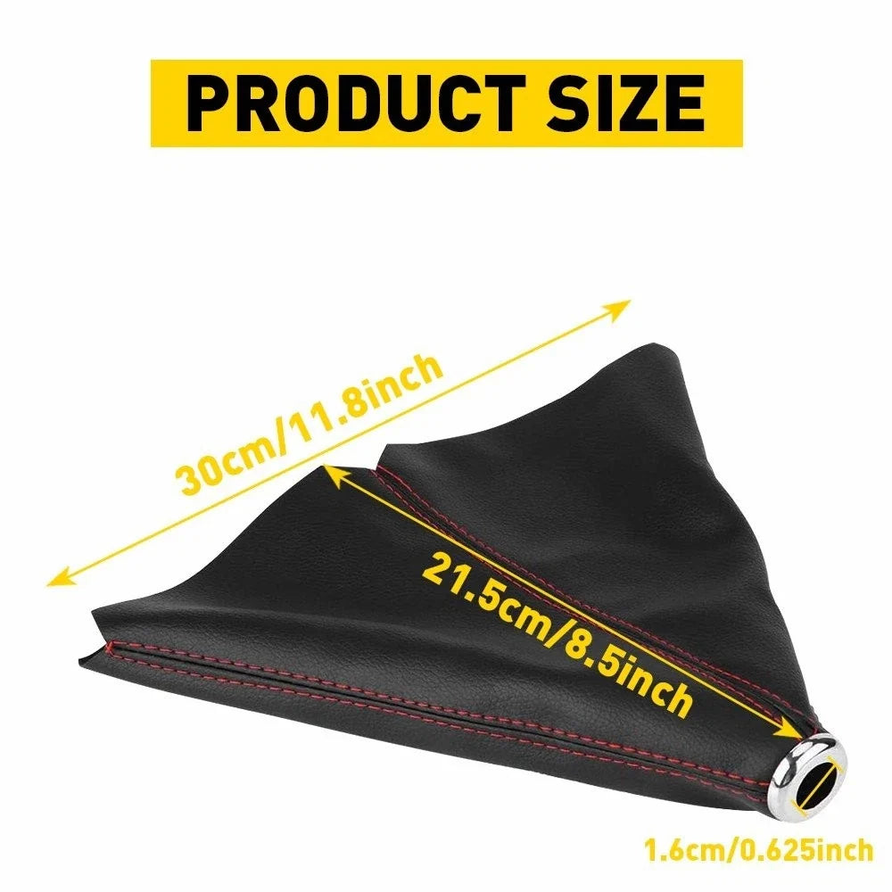 Gear Shift Knob Boot Cover for - Black PVC Leather, Red Stitch
