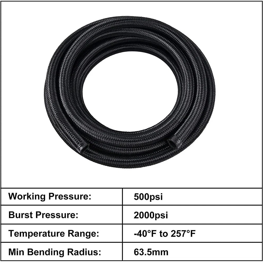 6AN Stainless Steel Nylon Braided Oil Fuel Line Kit for Universal Applications