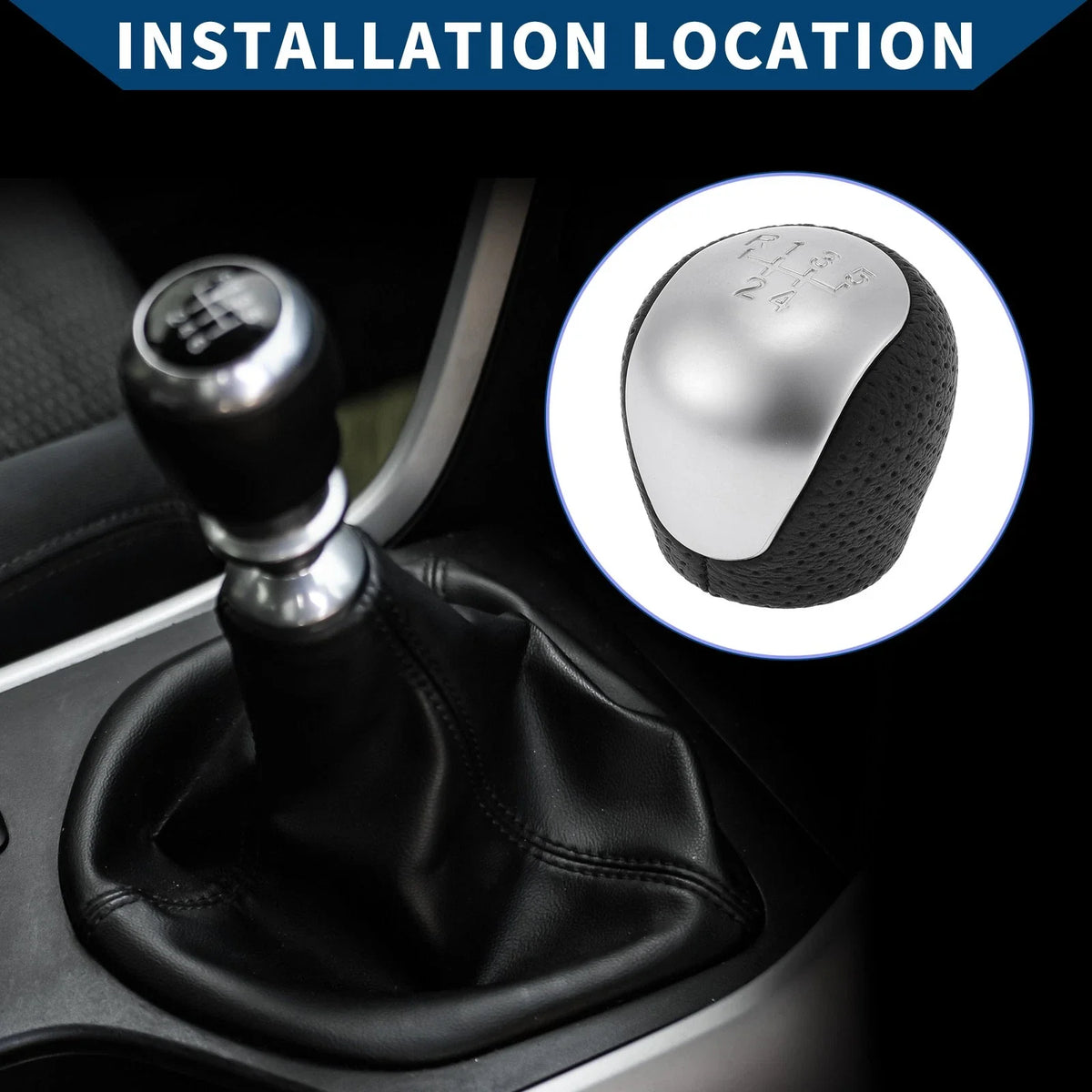 5 Speed Manual Gear Shifter Knob for Hyundai Elantra (2009–2012) Faux Leather Black