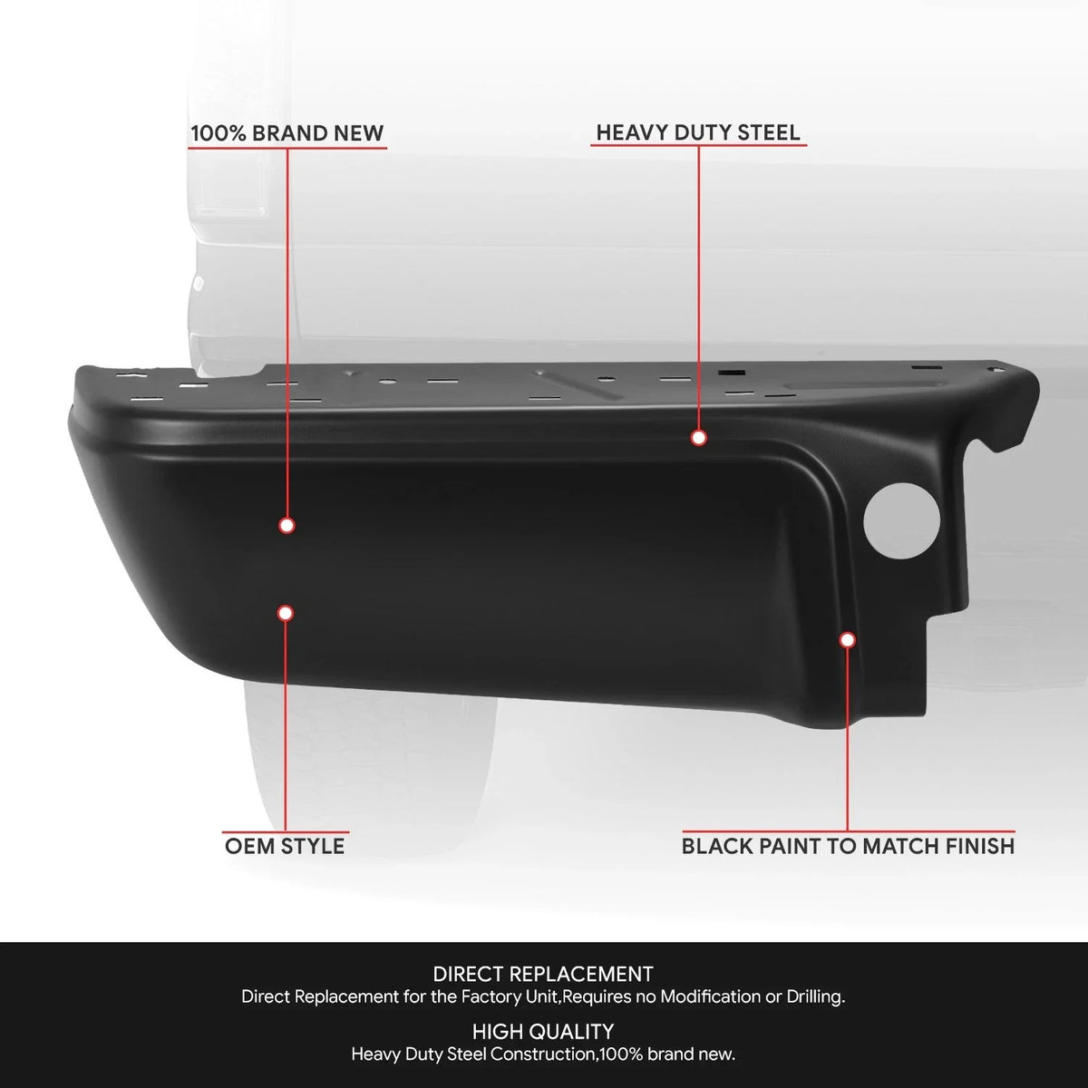 Driver Left Side Rear Bumper End for Ford F-250 SD (2008–2016)