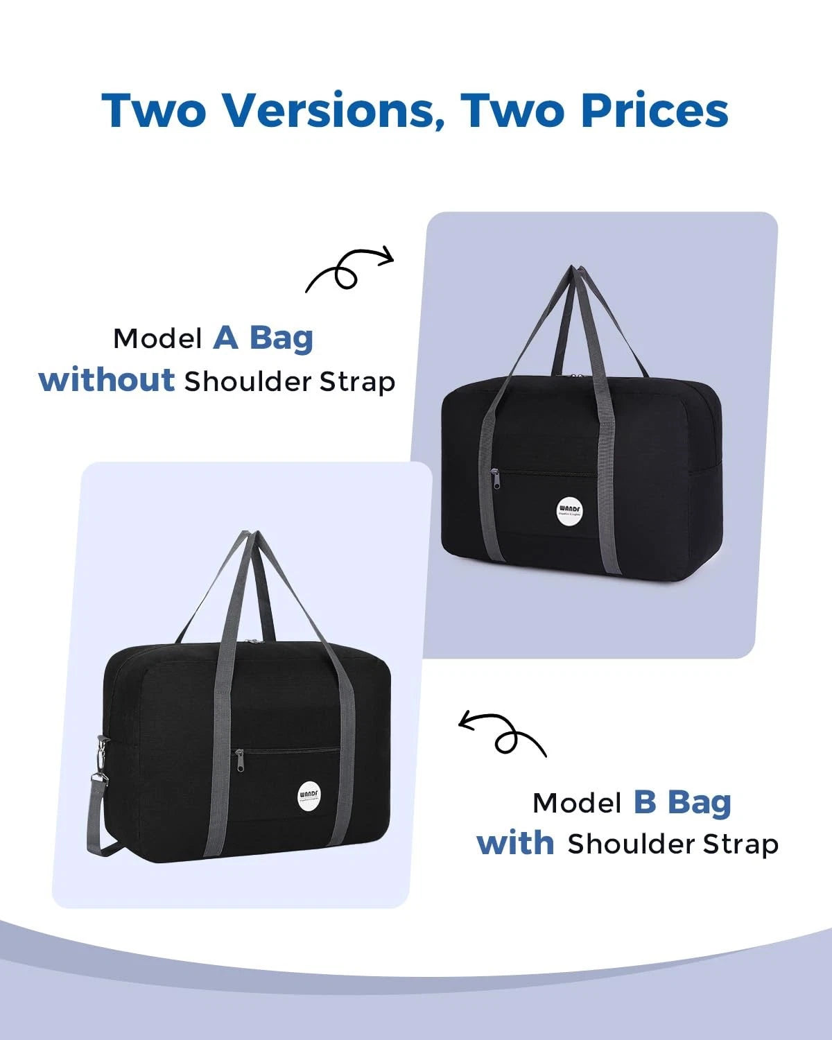Personal Item Bag for Spirit Airlines (18x14x8) - Travel Duffel A-Black