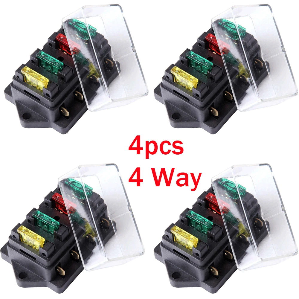 Set of 4 Blade Fuse Box Holder for Car Marine Motorcycle Boat