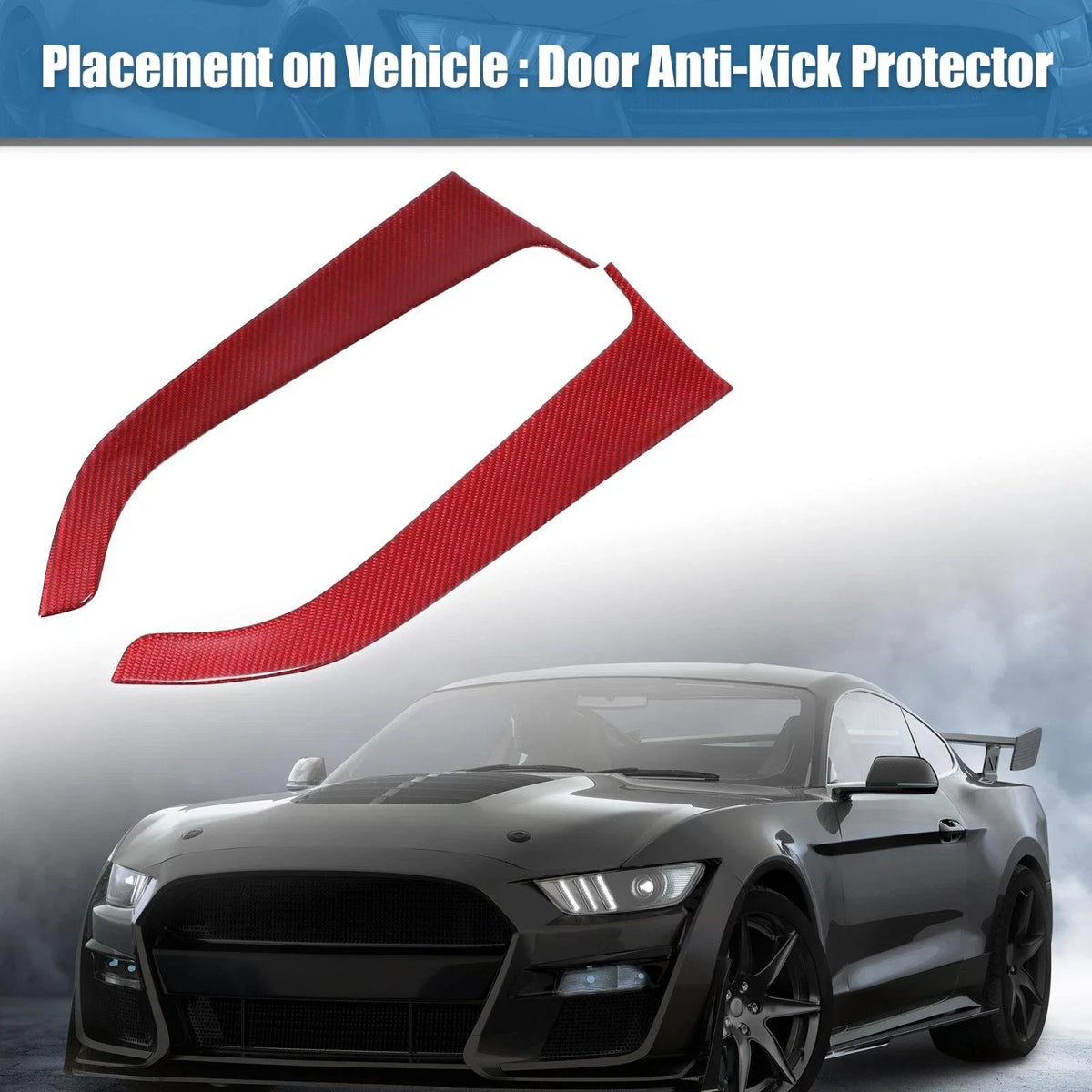 2X Door Panel Guard Protector Stickers for Ford Mustang (2015–2022) Red