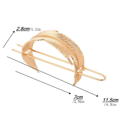 Creative Alloy Leaf Hair Cuff Stick Hairpin Accessories Gold