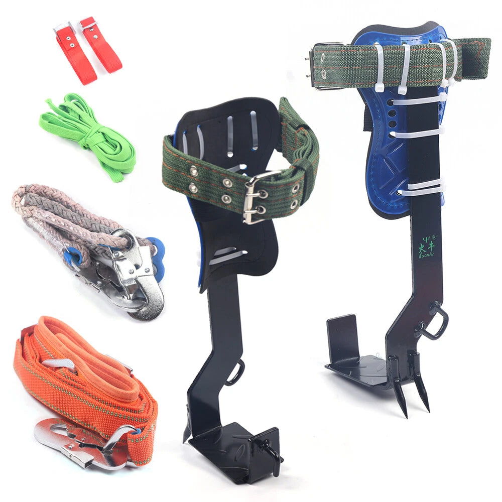 2 Gears Tree Climbing Spike Set with Adjustable Rope Lanyard Safety Belt