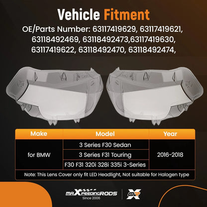 Headlight Lens Cover for BMW 3 Series F31 Touring (2016–2018)