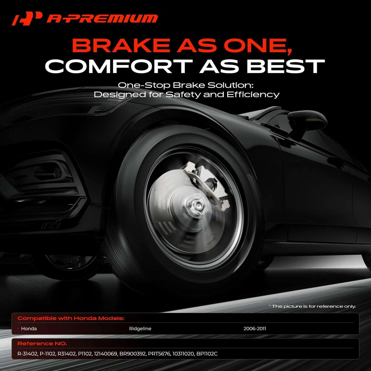 Set of 2 Front Disc Brake Rotors & Ceramic Pads for Honda Ridgeline (2006–2011) 12140069, 10311020, R-31402, P-1102