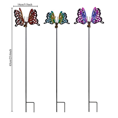 3X Butterfly Decorative Garden Stakes for Outdoor Decor