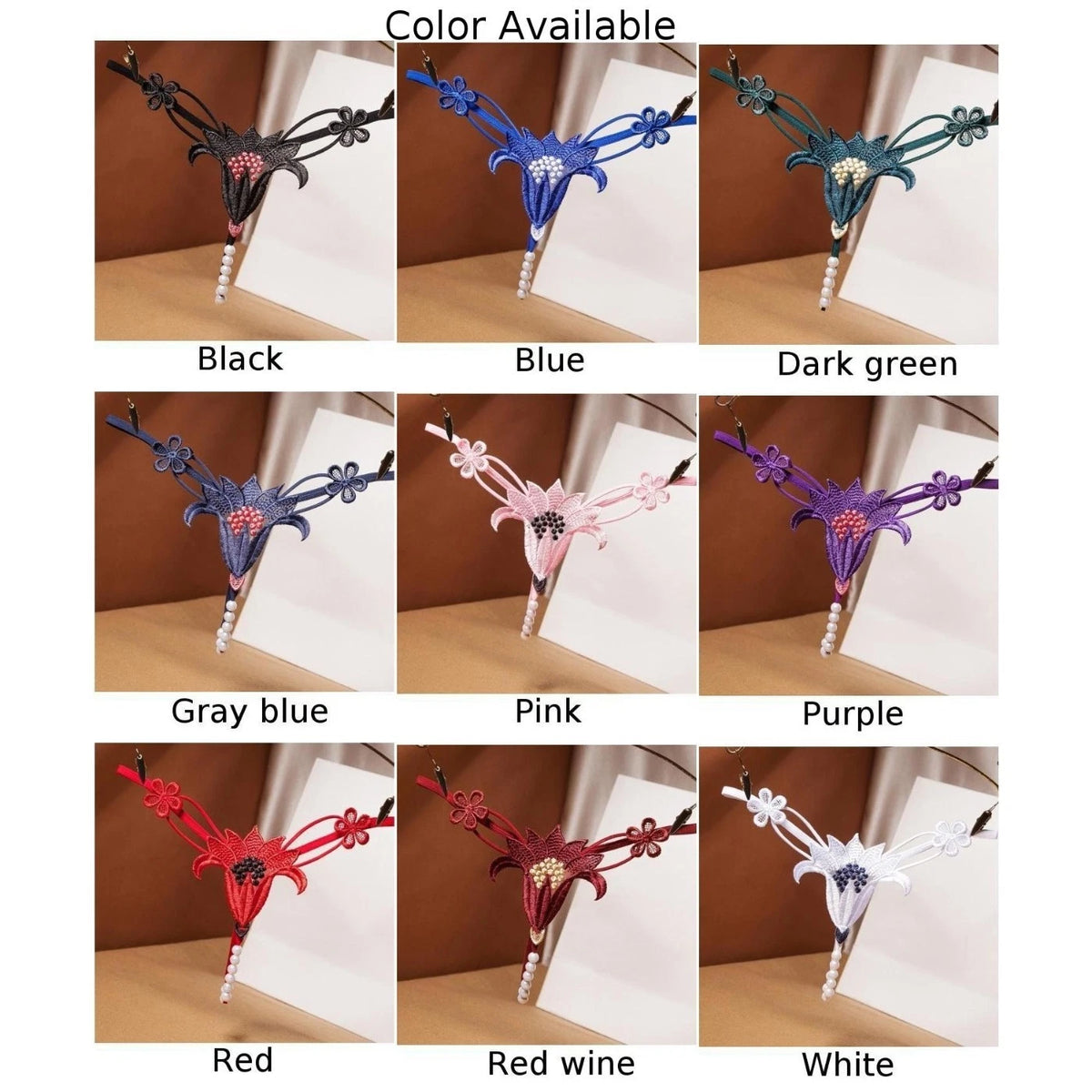 Lace Pearl Thong Panties for Women - T Back Underwear