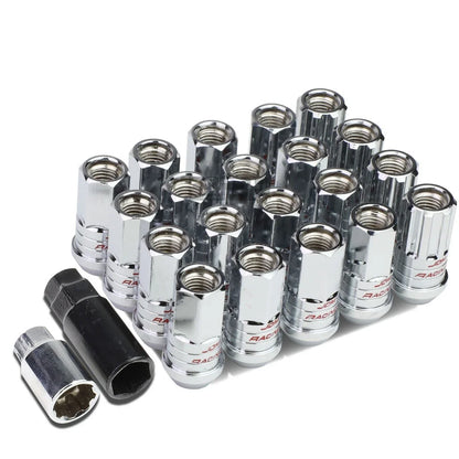 Set of 16 Open-End Aluminum Lug Nuts + Key + Adapter M12x1.5 25mm OD/45mm Tall