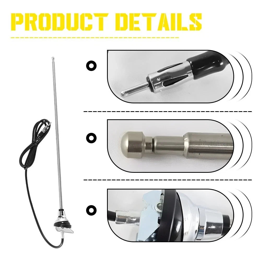 AM/FM Radio Antenna for Truck (NOS, 3-Section, Retractable, Round Base)